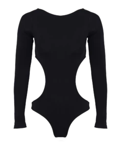 Long Sleeve One Piece - Black -Vix Paula Hermanny Sales Shop black long sleeve 1pc flat
