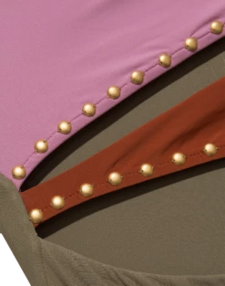 Frida Block One Piece - Pistachio Camel -Vix Paula Hermanny Sales Shop block frida 1pc flat detail