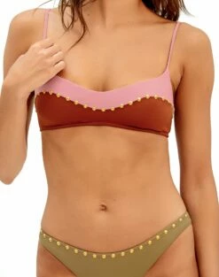 Laila Block Top - Pistachio Camel -Vix Paula Hermanny Sales Shop block luli bikini 2